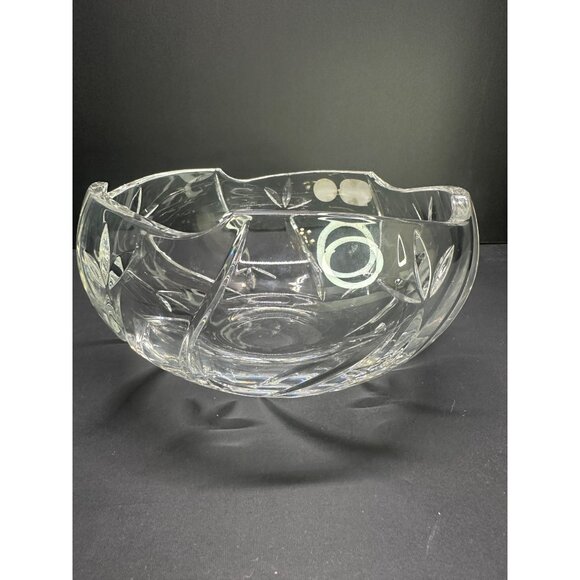 Vtg Clear Glass Bohemia Crystal Czech Cut To Clear 7" DIA Bowl Original Label - Picture 3 of 14